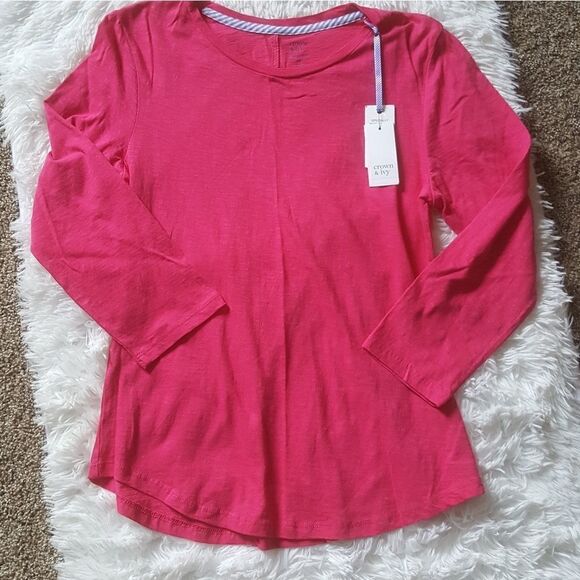 Crown & Ivy Flute Pink Vintage Wash Long Sleeve Top Size Medium New with tags - Picture 1 of 5